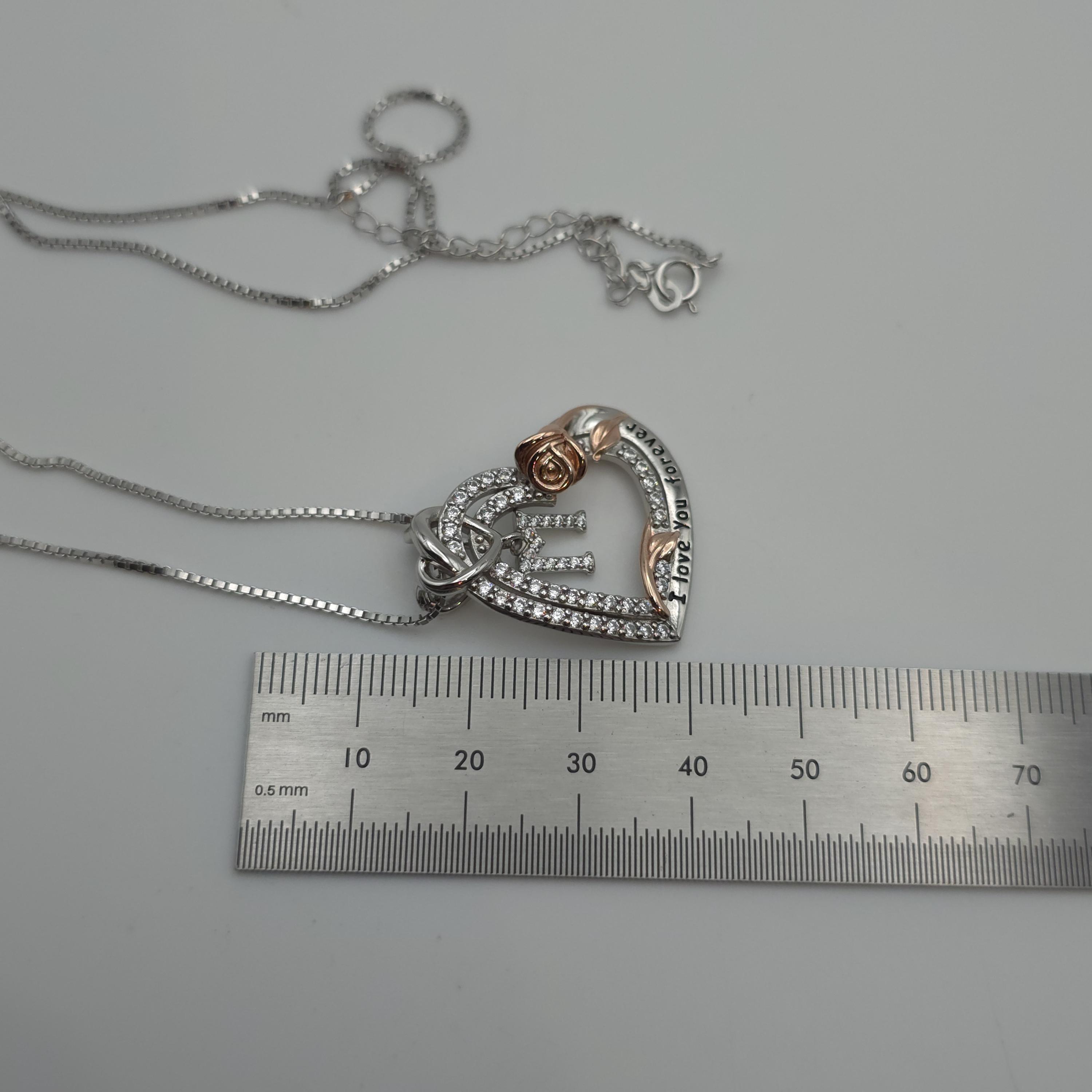 22 Inch Sterling Silver Heart and Letter M CZ Gem Necklace A669 - Etsy
