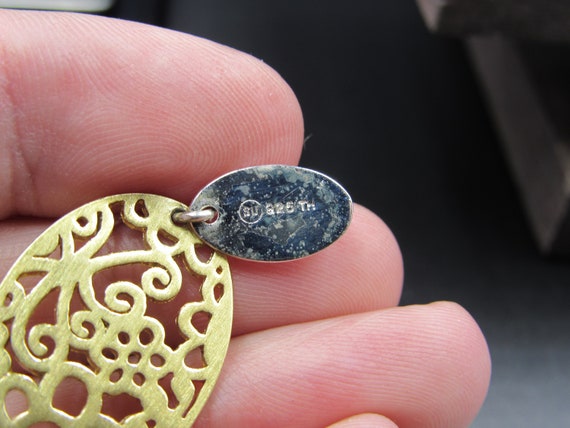 Sterling Silver Oval Complex Pattern Dangle Earri… - image 4