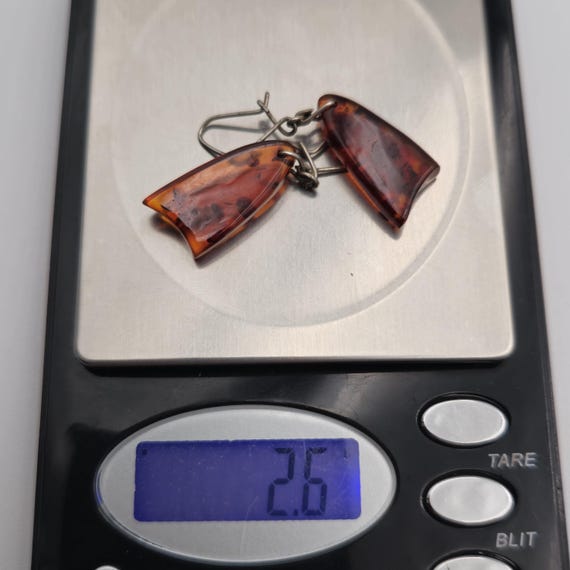 Sterling Silver Unknown Material Handmade Earring… - image 4