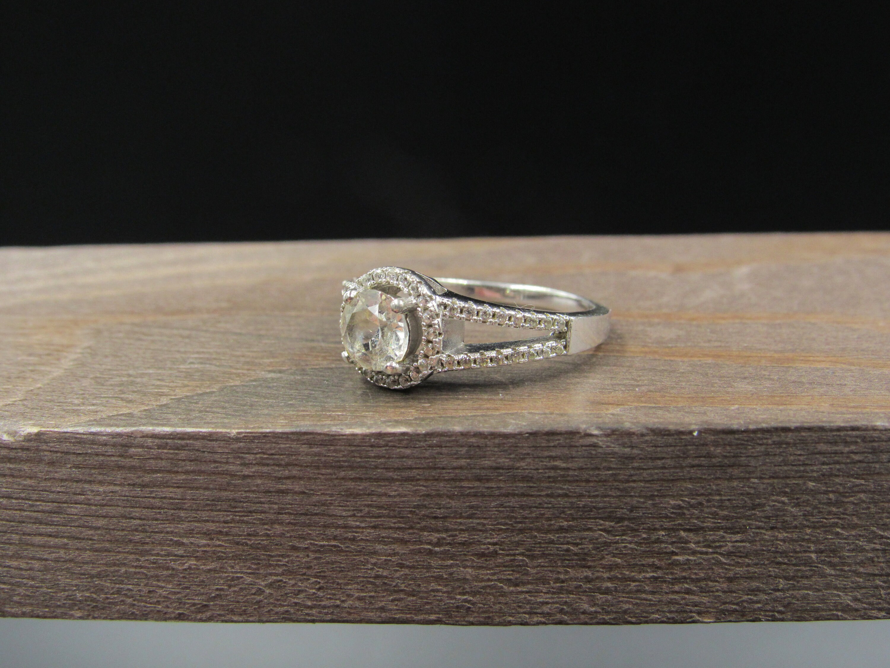 Size 7.75 Sterling Silver Dirty Light Topaz and Cubic