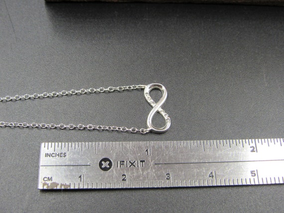 18" Sterling Silver Crystal Tiny Infinity Necklac… - image 4