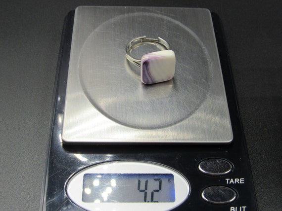 Size 7.75 Sterling Silver White Purple Square Sto… - image 9