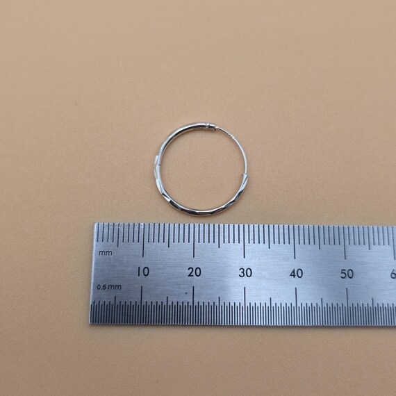 Sterling Silver Cool Pattern Small Hoop Earrings … - image 4