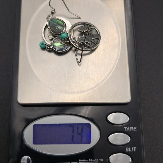 Silver Plated Abalone Shell And Forest Tree Earri… - image 5