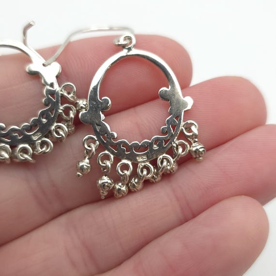 Sterling Silver Unique Pattern Hefty Earrings A11… - image 4