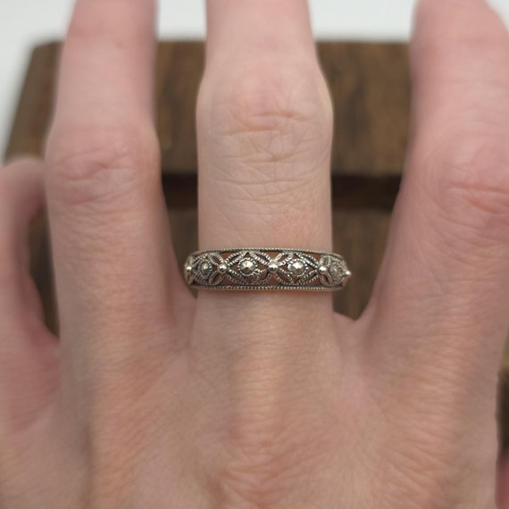 Size 9 Sterling Silver Cool Orb Pattern Filigree … - image 1