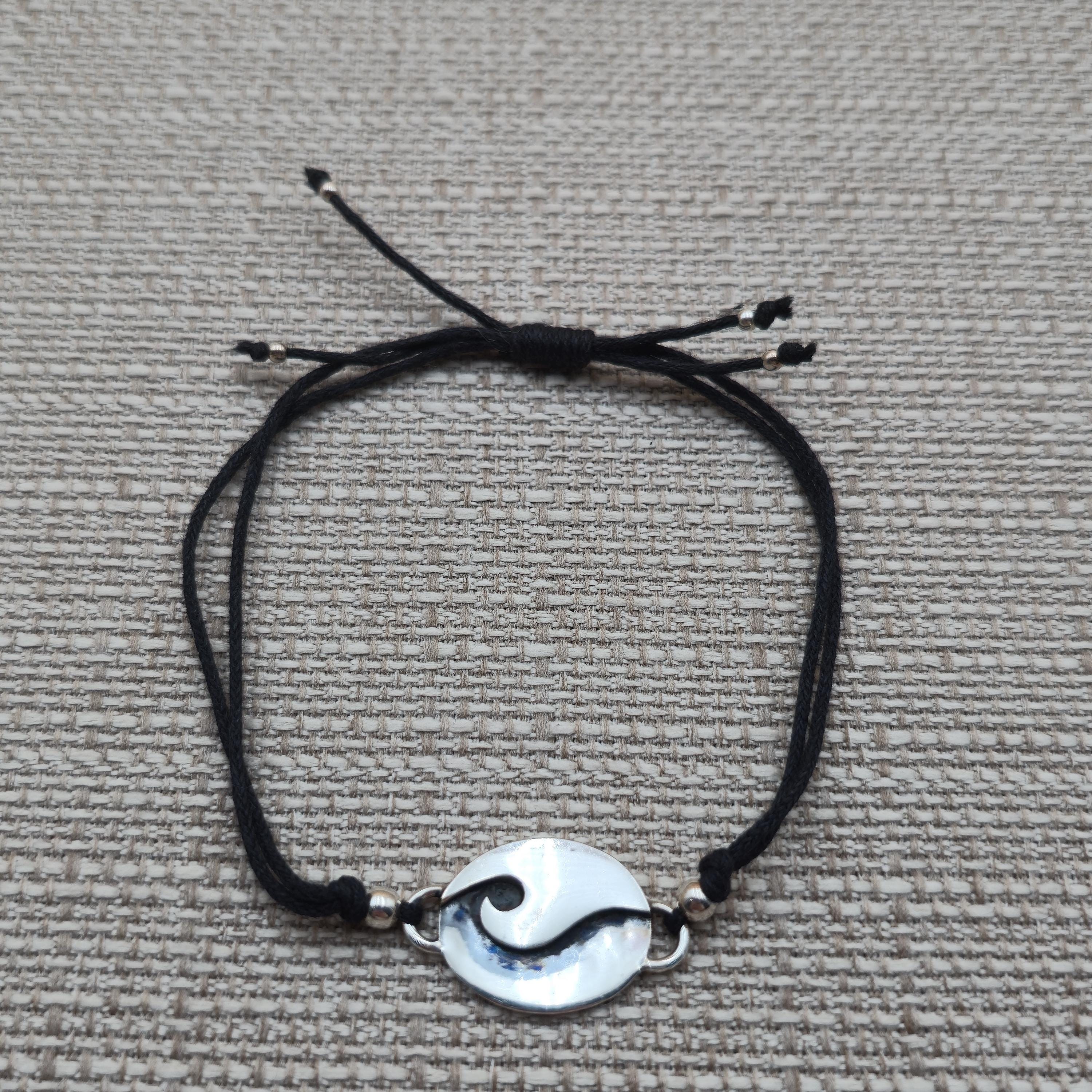 7 Inch 950 Silver Ocean Wave Cloth Adjustable Bracelet A5697 - Etsy
