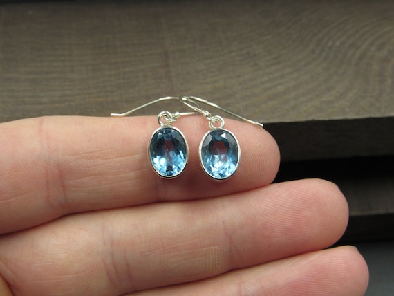 Vintage Silver Fringe Earrings with. Blue topaz Art Deco Filigree Blue Topaz Drop Earrings in Sterling  main image 3