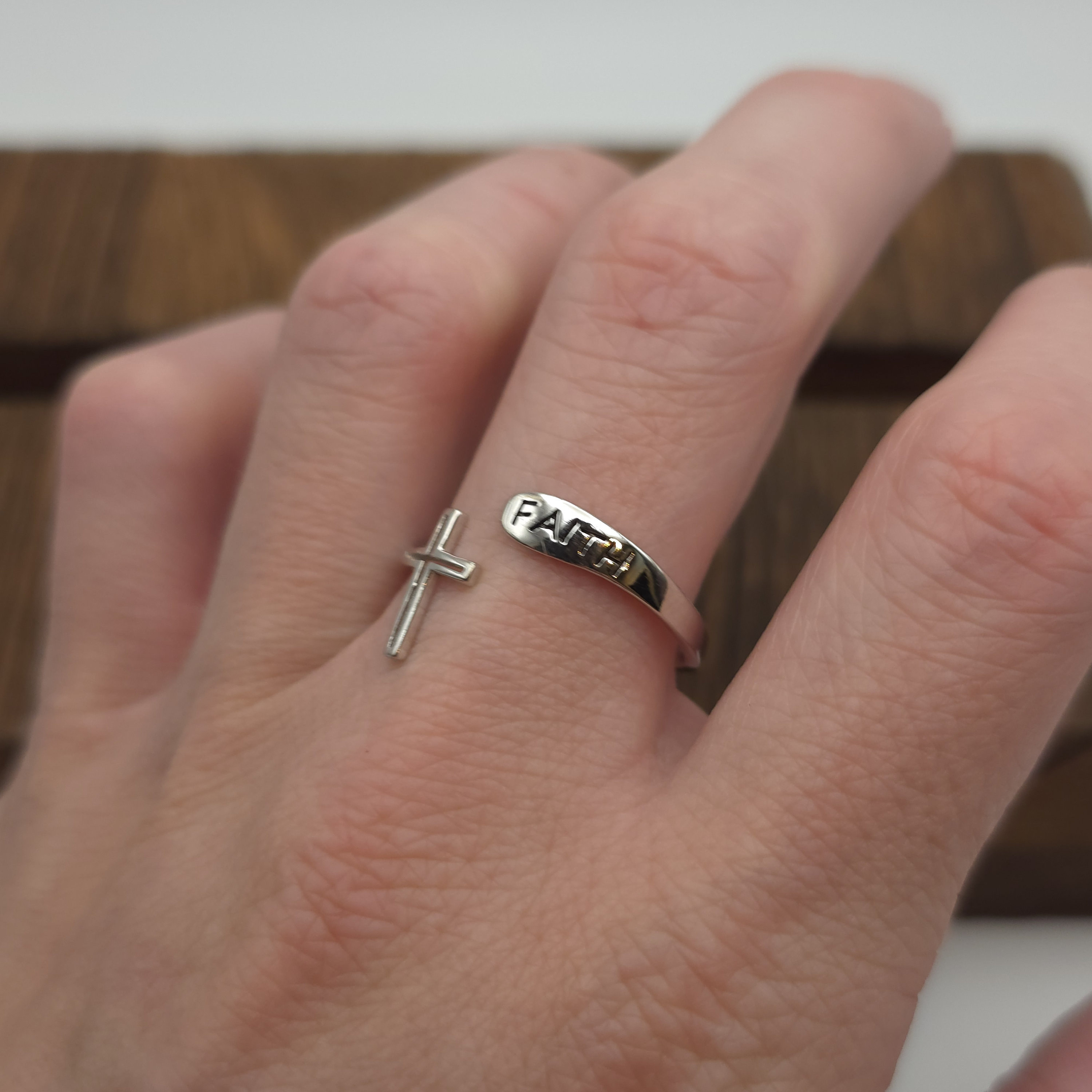 Size 11.5 Sterling Silver Faith Cross Open Band Ring A310 - Etsy