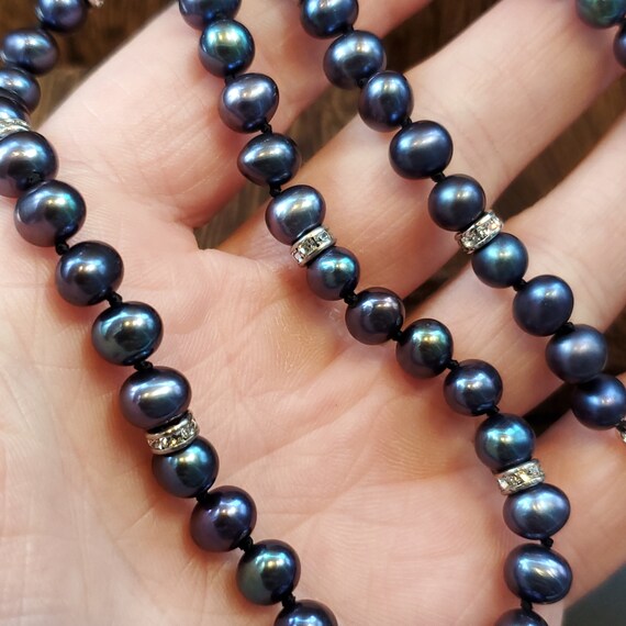 18 Inch 925 Sterling Silver Purple Blue Pearls Ne… - image 3