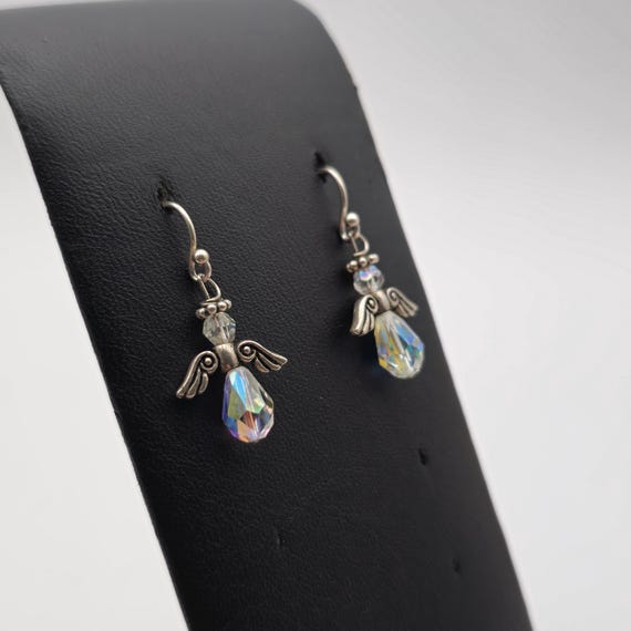 Sterling Silver Handmade Rustic Crystal Angel Ear… - image 2