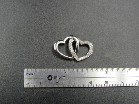 Sterling Silver Interlocking Diamond Chip Heart P… - image 5