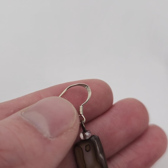 Sterling Silver Unique Shell Dangle Earrings A1949 - image 3