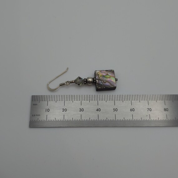 Sterling Silver Square Abalone Shell Earrings A963 - image 4