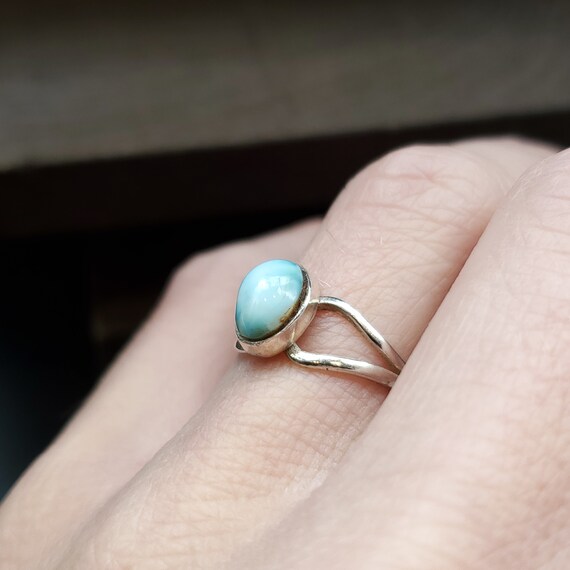 Size 7 925 Sterling Silver Larimar Stone Ring - image 2