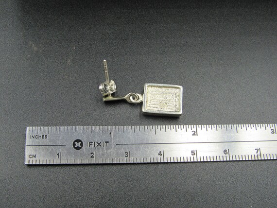 Sterling Silver Simple White Shell Rectangle Earr… - image 6