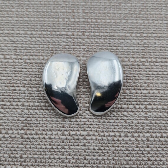 Sterling Silver Simple Shape Bright Hefty Clip On… - image 1