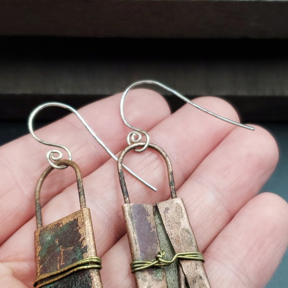 Sterling Silver & Copper Large Handmade Rustic Ea… - image 3