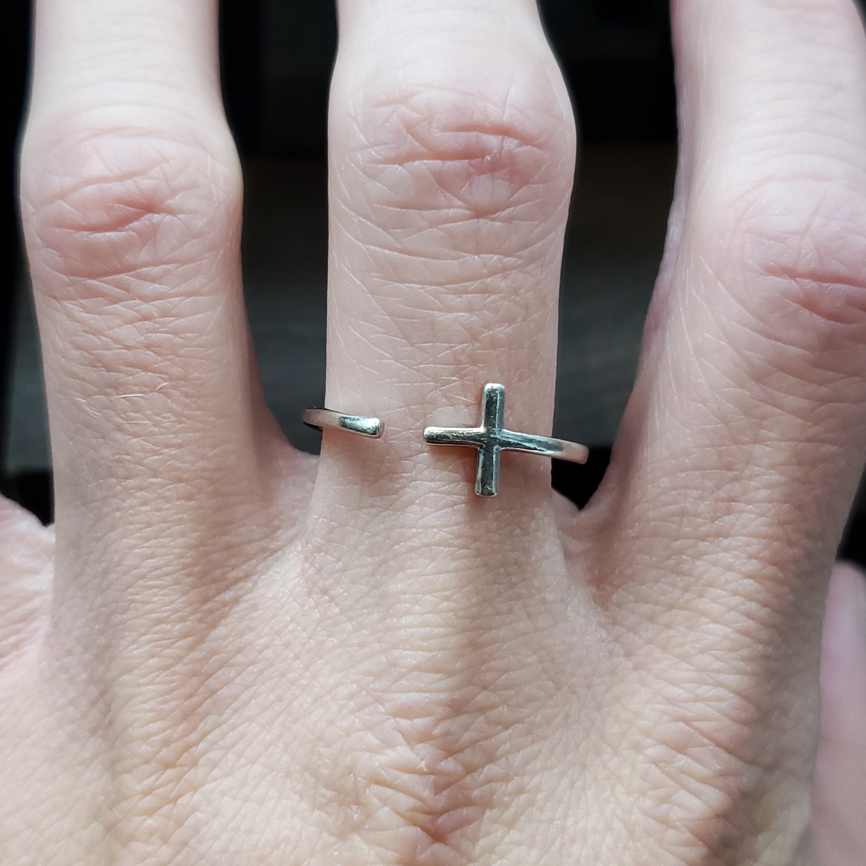 Size 10.25 925 Sterling Silver Open Style Cross Ring - Etsy
