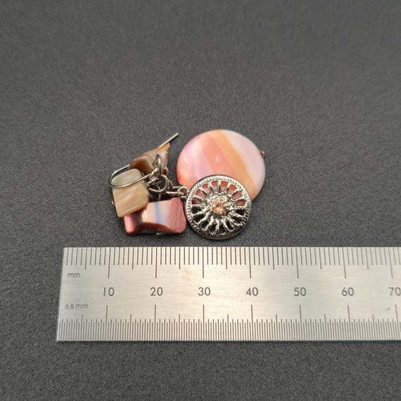 Silver Plated Peach Shells Cluster Handmade Dangl… - image 4