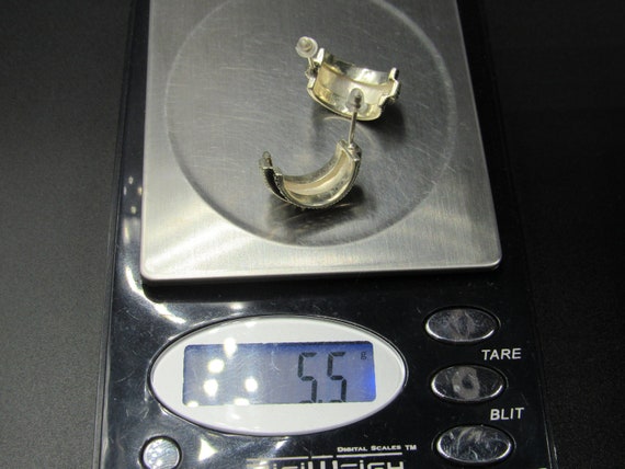 Sterling Silver Curved Marcasite Half Hoop Earrin… - image 6