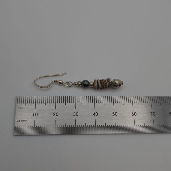 Sterling Silver Handmade Stacked Shell Earrings A… - image 5