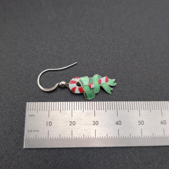 Sterling Silver Holiday Candy Cane Dangle Earring… - image 4