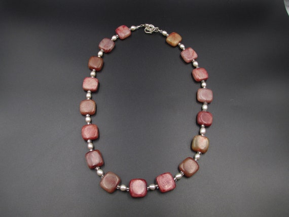 Vintage 21 Inch Red Stone & White Pearl Necklace … - image 2