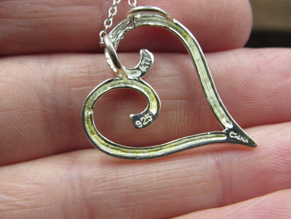18" Sterling Silver Fancy Heart Pendant Necklace … - image 4