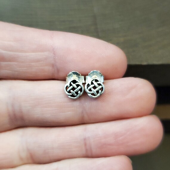 925 Sterling Silver Tiny Celtic Knot Stud Earrings - image 1
