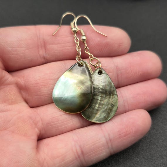 Silver Plated Shell Filigree Rustic Dangle Earrin… - image 3