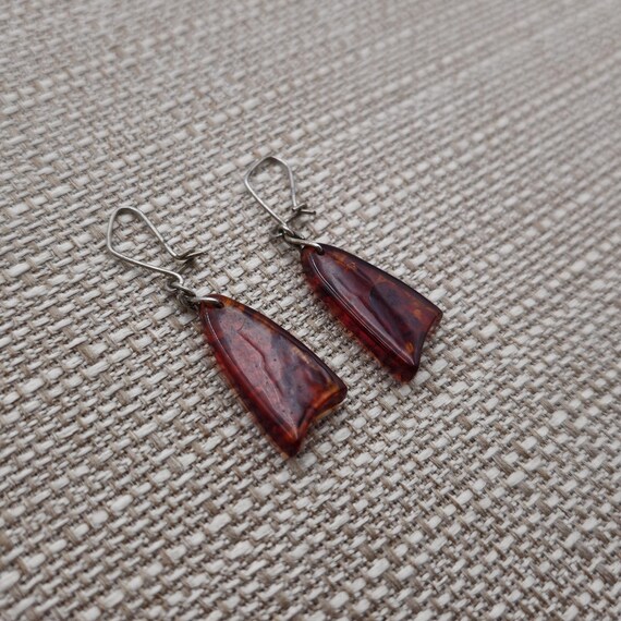 Sterling Silver Unknown Material Handmade Earring… - image 2