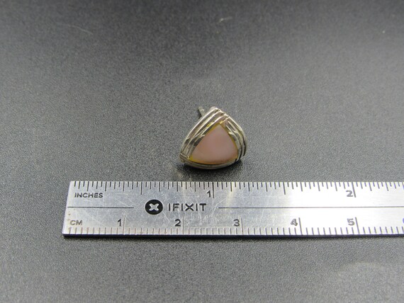 Sterling Silver Triangle Pattern Shell Stud Earri… - image 5