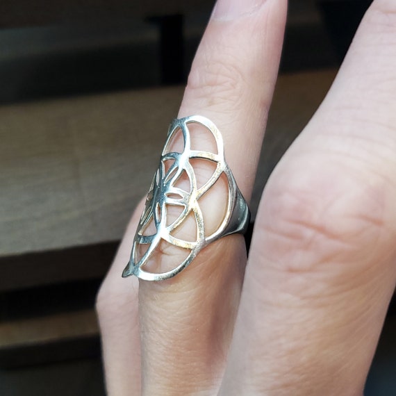 Size 6 Sterling Silver Cool Unique Pattern Finger… - image 2