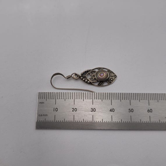 Sterling Silver Abalone Shell Rustic Dangle Earri… - image 5