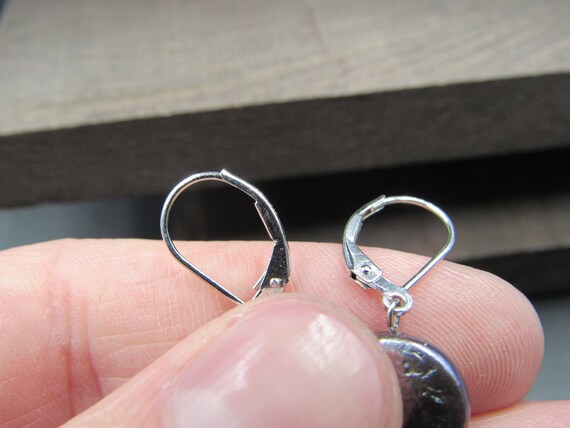 Sterling Silver Dark Circle Shell Drop Earrings V… - image 3