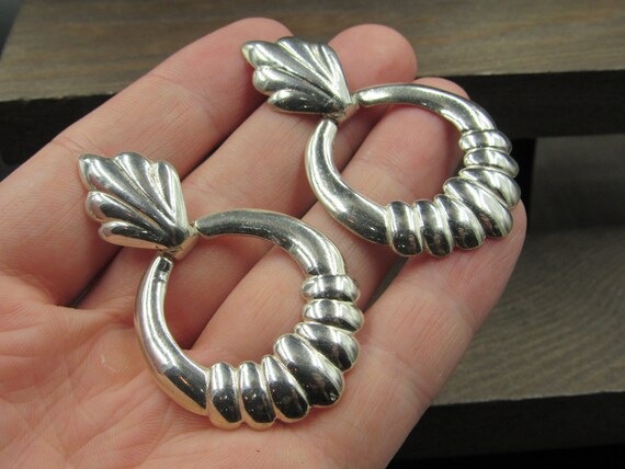 Sterling Silver Fancy Large Stylish Earrings Vint… - image 2