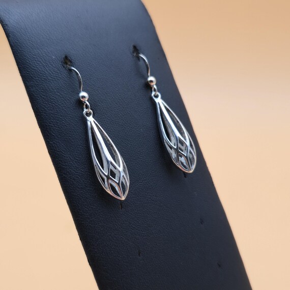 Sterling Silver Simple Design Dangle Earrings A46… - image 2