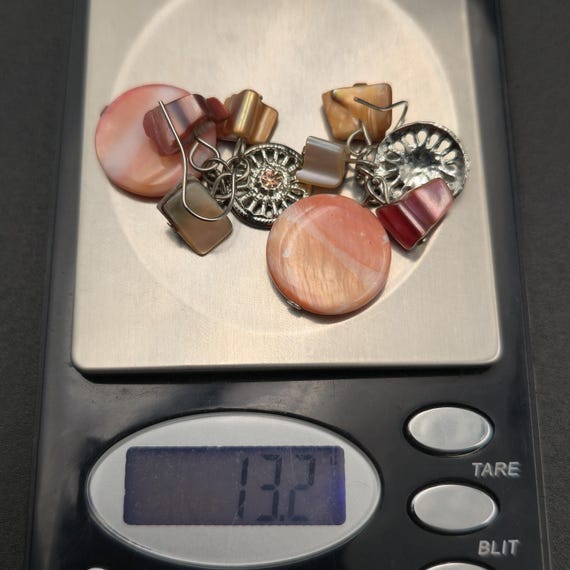 Silver Plated Peach Shells Cluster Handmade Dangl… - image 5