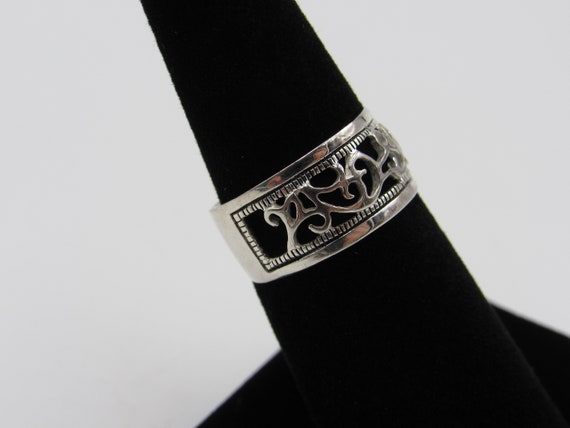 Vintage Size 6.25 Sterling Silver Ornate Stylish … - image 3