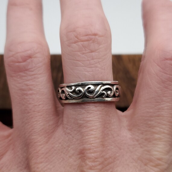 Size 9.75 925 Sterling Silver Cool Tarnished Swirls Hefty Ring - Etsy