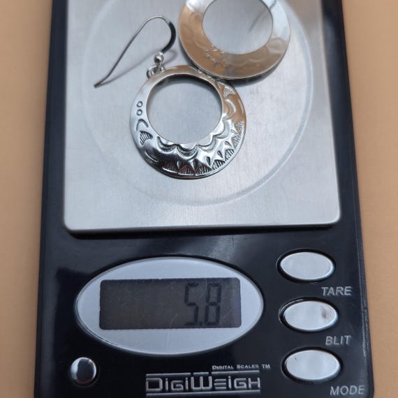 Sterling Silver Native Style Pattern Dangle Earri… - image 5