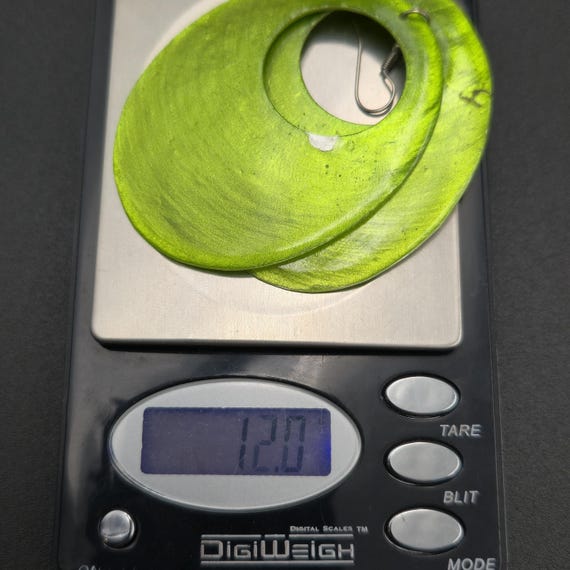 Silver Plated Large Green Shell Dangle Earrings B… - image 5