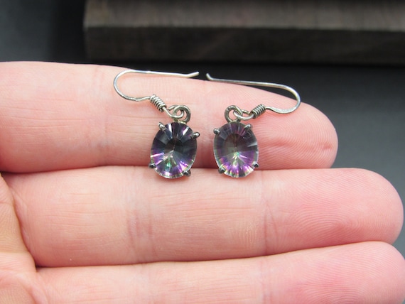 Sterling Silver Rustic Rainbow Quartz Gem Earring… - image 1