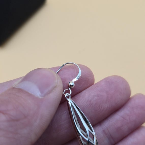 Sterling Silver Simple Design Dangle Earrings A46… - image 3