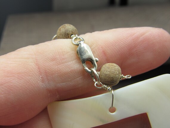 7" Sterling Silver Large Square Shell Bracelet Br… - image 5