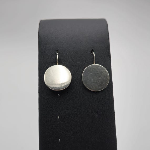 Sterling Silver Heavy Blank Circle Dangle Earrings A3762