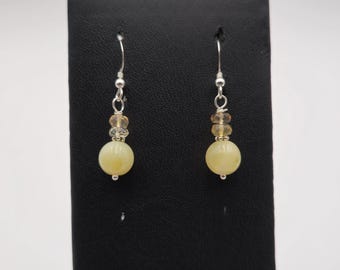 Sterling Silver Semi Precious Yellow Stone With Citrine Stones Earrings A3059