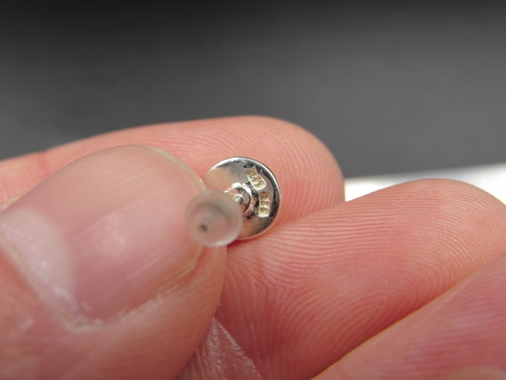 Sterling Silver Small Circle White Shell Stud Ear… - image 4