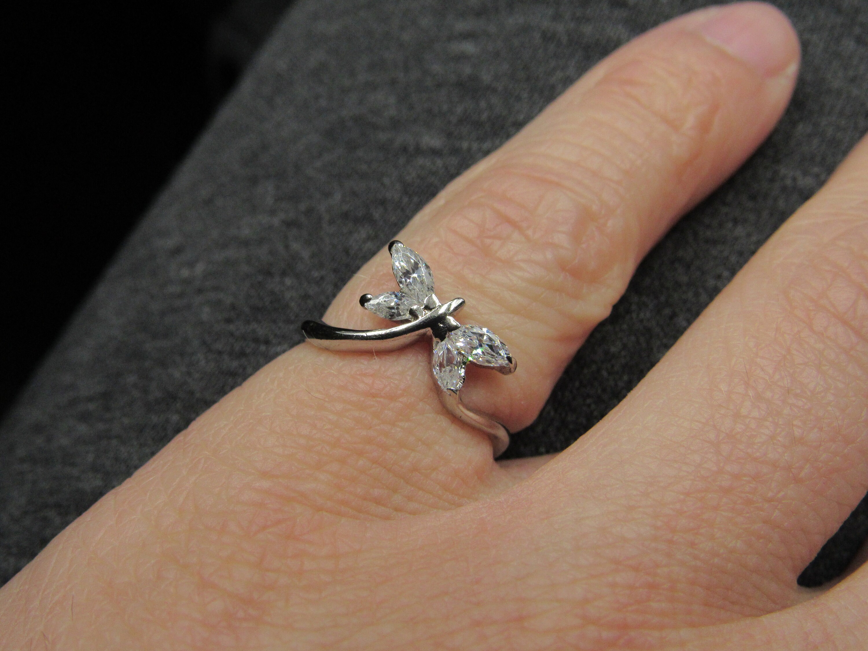 Size 5.25 Sterling Silver Cubic Zirconia Gem Butterfly Band Size 5.25 Sterling Silver Cubic Zirconia Gem Butterfly Band